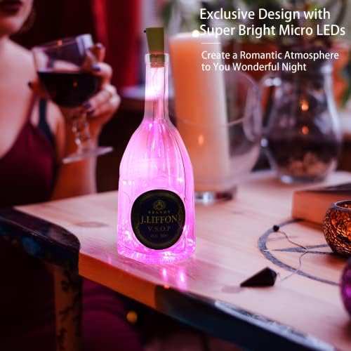 12 חבילות 20 אורות בקבוק יין LED עם פקק - חוט כסף פיות מיתרים אורות סוללה אורות שעם מופעלים לבקבוק משקאות יין,