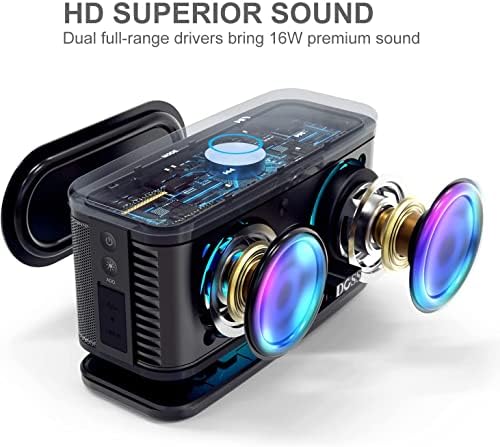 Doss Soundbox Plus רמקול נייד עם צליל HD ובס עמוק, פריקת סטריאו אלחוטית, בקרת מגע, אורות LED