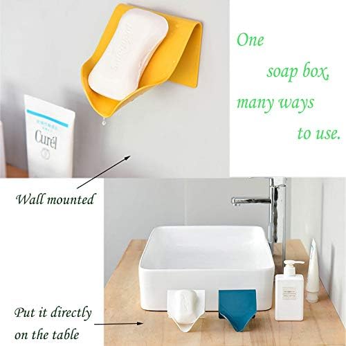 Bechoicen צלחת סבון ידידותית לסביבה למקלחת, שומר סבון מתנקז בעצמי לסבון בר, מתקן סבון לדבק בעל חדר