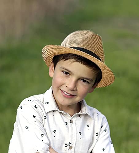 ילדים-בני פדורה-קש - כובע קצר ברים בנות טרילבי כובע קיץ חוף-שמש-כובעים