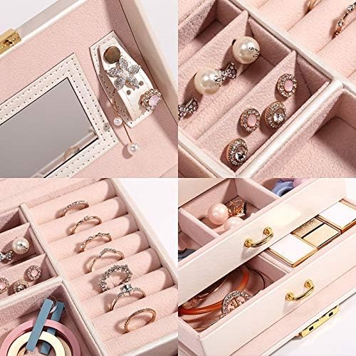 MJCSNH קופסאות תכשיטים עגילי שרשרת עגילי מרקם פשוט קופסא אחסון קופסת קופסה קוריאנית תיבת אחסון ניידים תכשיטים