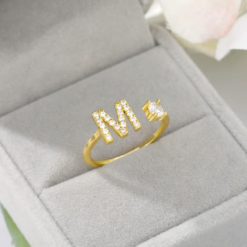3 חנות 26 מכתב טבעת לנשים זוג אירוסין חתונה תכשיטי קסם טבעת מתכוונן זירקון טבעת-זהב צבע-לשינוי