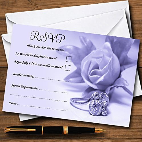 לילך וטבעת ורדים סגולה בהתאמה אישית כרטיסי RSVP