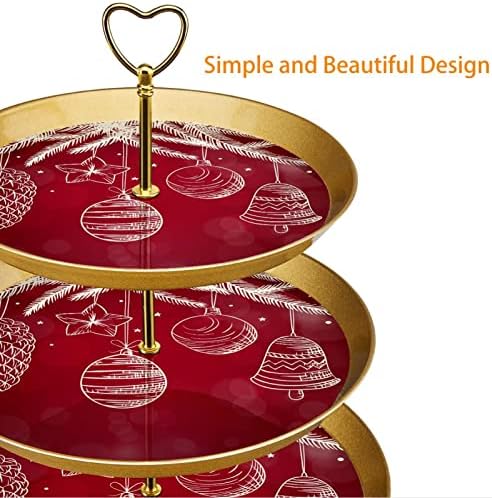 LYETNY 3 קינוח קינוח עוגת עוגת קאפקוויקס זהב עמדת מסיבת תה, חתונה ויום הולדת, אדום לחג המולד לבן