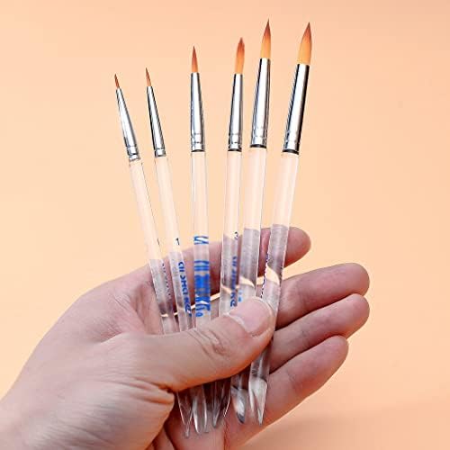Liruxun 6 PCS מברשת צבעי מים סט עט שקוף מחזיק ניילון צייר שיער עט לציור ציור עגול מחודד