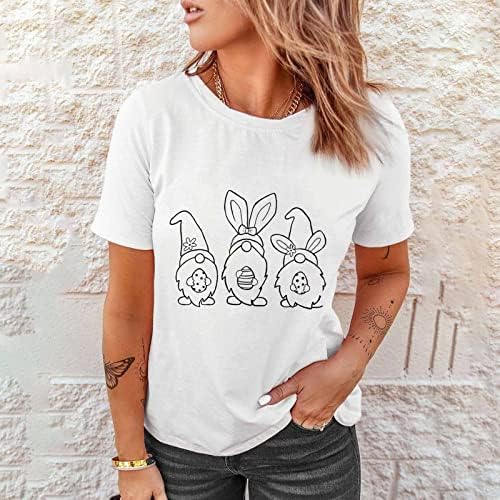 חולצת טס פסחא לנשים ביצי ארנב חמודות חולצות חג הדפסה צוואר עגול