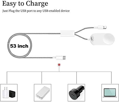 3 ב 1 USB-C כבל מטען מהיר עבור Apple Watch ו- iPhone/AirPods, מזח טעינה מגנטית עבור IWatch Series 3/4/5/6/7/8/SE/Ultra,