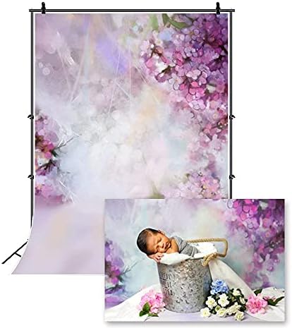 3 על 5 רגל יילוד תינוק דיוקן נושא תפאורות צילום חלומי סגול פרחים תינוק תמונה רקע 1 על 1.5 מטר יילוד