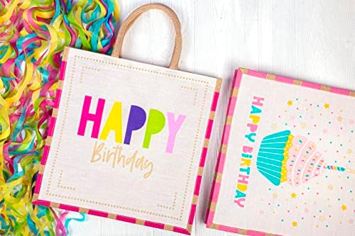 תארו לעצמכם יום הולדת צבעוני 6 חבילות יוטה יוטה גדולה שקיות ניתנות להחלפה ייחודיות, ידיות כותנה
