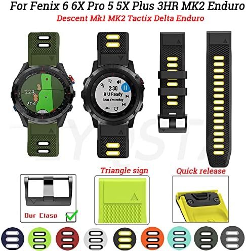 DJDLFA 22 26 ממ עבור Garmin Fenix6 6S 6X Pro Smart Watch Strap להקת סיליקון fenix 5x 5 פלוס forerunner935