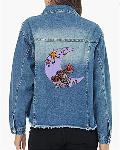 לונה טלאי רוז רוז כוכב רקום ירח אפליקציה ברזל על תפירה על סמל לג'קטים ג'ינס מכנסי תרמיל תרמילים בגדים