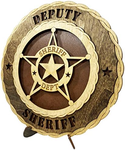 כיתת סגן שריף חוק אכיפת משטרת דקורטיבי מותאם אישית לייזר בעל מבנה שלושה ממדי עץ קיר פלאק עם מעמד