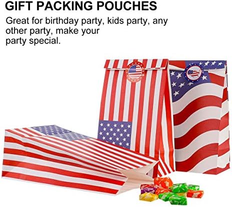 Zerodeko 12 יחידות כיס מתנה של דפוס דגל אמריקאי, שקיות מתנה של ממתקים של יום לאומי, מפלגת המפלגה 4 ביולי