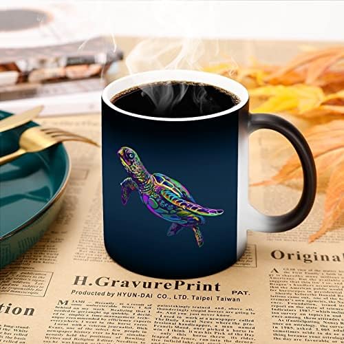 צבעוני ים צב חום שינוי ספל קסם קפה כוס קרמיקה תה כוס אישית מתנה עבור משרד בית נשים גברים 11 עוז