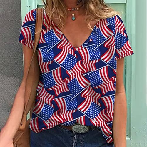 חולצות פטריוטיות לנשים שנעשו בארצות הברית 4 ביולי חולצות קיץ שרוולים קצרים