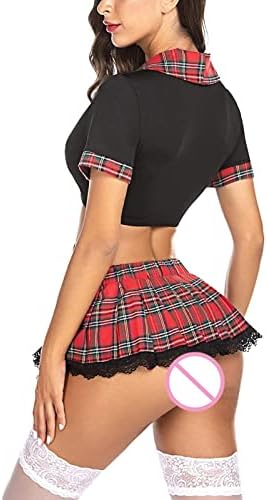 הלבשה תחתונה של נערת בית הספר לנשים צווארון משובץ תחרה צווארונים תחתונים חצאית תפקידים תלבושות קוספליי סטודנטיות.