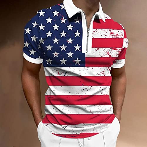 צמרות פולו דגל אמריקאי של גברים 2023 קיץ רופף כושר שרוולים קצרים חולצות טירט