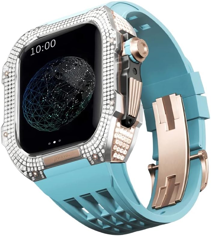 ערכת שינוי שעונים של Kanuz, ערכת רצועת שעון יוקרה עבור Apple Watch 6 5 4 SE 44 ממ מארז רצועת גומי יוקרה