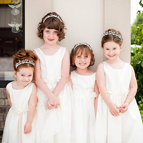 מולדסרט סרט בנות 2 יחידות, לבן פרח פרל כיסוי ראש, בנות שיער אביזרי קריסטל,סרטי ראש עבור בנות,חתונה,פרח