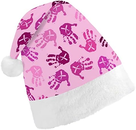 ורוד סרטן סרט טביעת כף יד חג המולד כובעי בתפזורת מבוגרים כובעי חג המולד כובע לחגים חג המולד ספקי צד