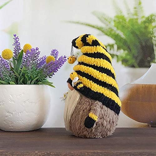 iybwzh Bumble Bee Plush Gnome - בובת דבורה מפוספסת גנום דקור בית שוודי בעבודת יד Tomte nisse שוודי דבש דבורה
