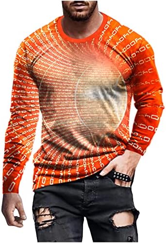 חולצת טריקו של שרוול ארוך לגברים היפ הופ הדפסת גרפיקה דפסה צוואר צוואר צוואר צוואר קז'ן צמרות אביב עניבה