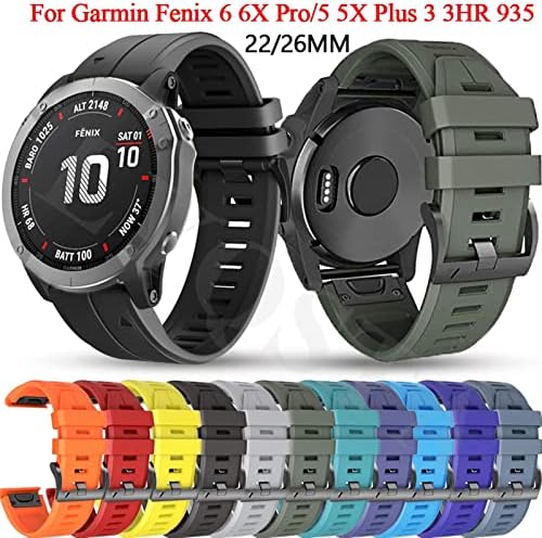 אילזי 26 22 ממ פס שעונים חכמים של סיליקון עבור Garmin Fenix ​​7 7x 6x 6xpro 5x Plus 935 3 שעות