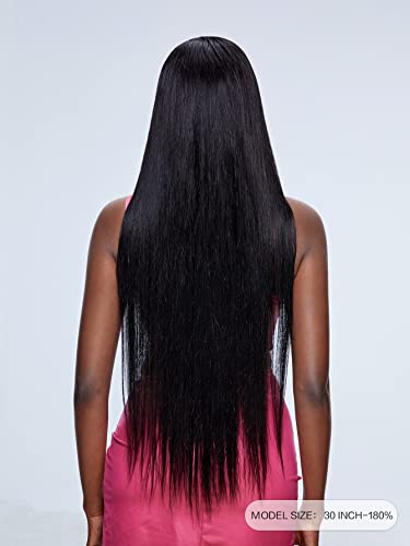 אדם תחרת פאות 13 * 4 תחרה מול ארוך במיוחד ישר שיער טבעי פאה עבור שחור נשים