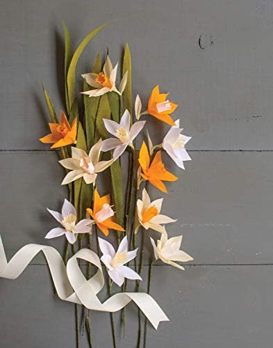 Lia Griffith Crepe ערכת פרחי נייר, פרחי נרקיס, גדלים שונים, צבעים שונים, 18 חתיכות