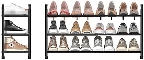 צמלי 3 קומות לגיבוב ארון מתלה נעליים ארגונית, להרחבה ומתכווננת מתכת נעלי מדף אחסון קטן נעל מתלה לכניסה