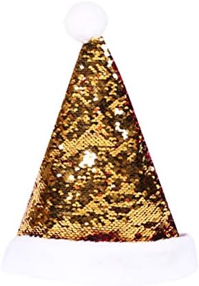 אבאודם זהב נצנצים סנטה כפול צדדי נצנצים חג המולד כובעי אופנה כיסוי ראש קישוטי המפלגה טובות עבור פסטיבל