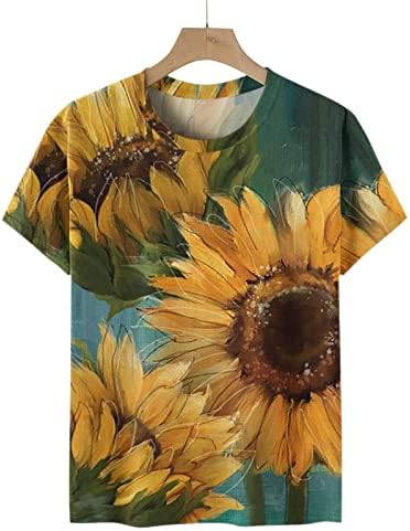 חולצת חולצה גרפית של סתיו קיץ לנשים שרוול קצר 2023 בגדי צווארון עגול כותנה טרקלין טי בכושר רופף