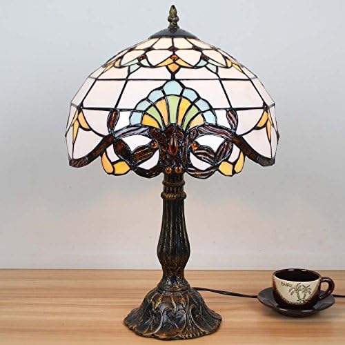 בייה ל10641 הבארוק טיפאני סגנון מוכתם זכוכית שולחן מנורת לילה אור עם 12 סנטימטרים רחב אהיל מתכת