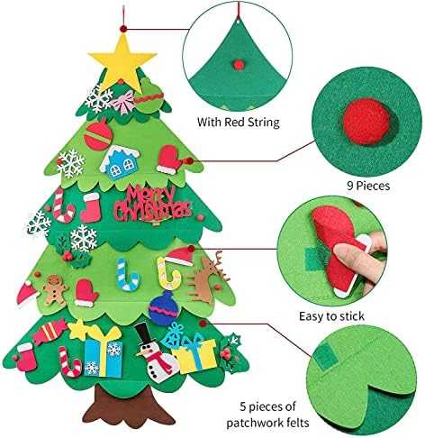 לוח שנה לחג המולד-עץ חג המולד לבד, סט עץ חג המולד לבד 3.3 רגל לילדים, עץ חג המולד תלוי על קיר לעיצוב מסיבת