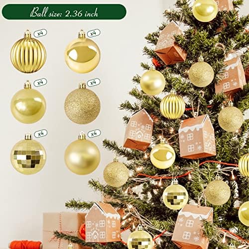 קישוטים לחג המולד כדור: קישוטי עץ חג המולד הזהב מתנות לילדים לחג המולד 24 יח 'מקורה עיצוב בית חיצוני