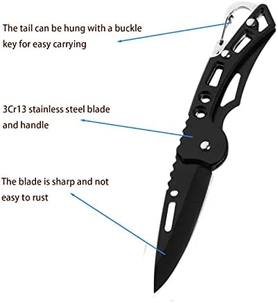 סכין מתקפלת בכיס סכין טקטית סכין פלדת אל חלד קטנה מתנה שחורה באורך 2.5 אינץ 'לגברים ונשים