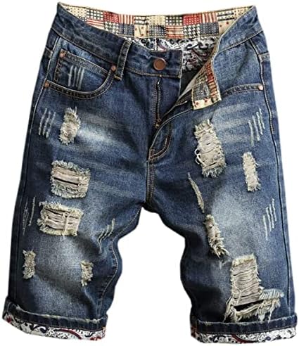 בטוסליין גברים של ג 'ינס מכנסיים קצרים במצוקה קרע ג' ינס מכנסיים קיץ מזדמן קלאסי ישר קצר ג ' ינס