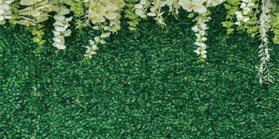 יייל 15 על 8 רגל ירק קיר רקע ירוק עלים לבן לבן פרח צילום רקע למקלחת כלה חתונה קבלת טקס מסיבת יום הולדת באנר קישוט