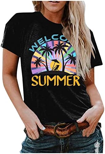 חולצות חוף שקיעה של נשים חוף חוף דקל טש חולצת קיץ מצחיק חופשה הוואי