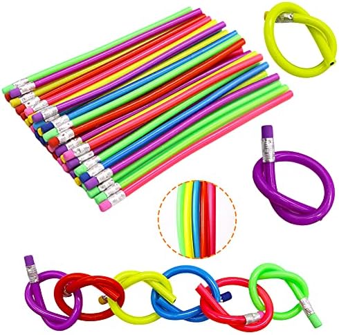 36 מחשבים עפרונות מכופפים גמישים, עפרונות רכים צבעוניים עם מחקים, עפרונות קסמים לכיפוף למתנות לילדים ותגמול