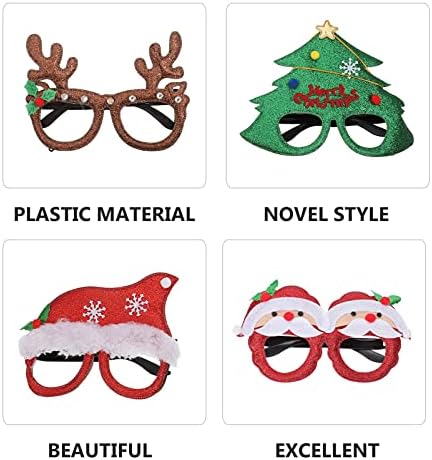 משקפי שמש של חג המולד צעצועים 7 יחידות חג המולד חידוש נצנצים חג המולד מסגרת משקפיים עם כובע עץ חג המולד