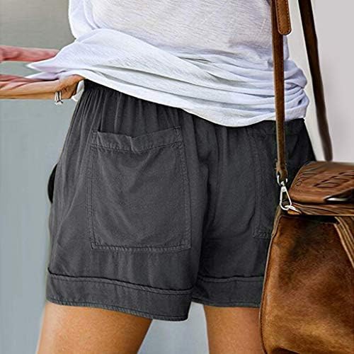 מכנסיים קצרים גדולים מדי גודל מזדמנים מכנסי קיץ המותניים האלסטיים המותניים נוחים כותנה פשתן קצרים עם כיסים