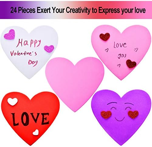 Outus 524 חתיכות סט מלאכה של Valentines Foam Hearts כולל 500 חתיכות מדבקות לב קצף ו -24 חלקים