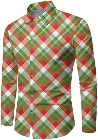 חולצות חג מולד סתיו וחורף של חורף כפתור שרוול ארוך הדפסה מלאה חולצות אווירה מיוחדת מצחיקה