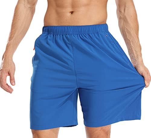 מכנסי טיולים אתלטיים לגברים מכנסיים קצרים מהירים יבשים בחדר כושר אימון אימון קל משקל עם כיסי רוכסן