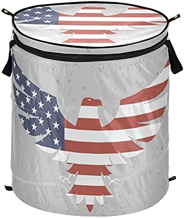 לוגו נץ אמריקאי קופץ כביסה מכסה עם סל אחסון מתקפל מכסה תיק כביסה מתקפל במעונות מלון קמפינג