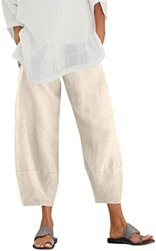 מכנסי טיול קפרי של קסילוצר נשים מנסות מוצקות מזדמנים נשים מכנסיים מכנסיים מכנסיים אלסטיים רופפים מכנסיים רחבים