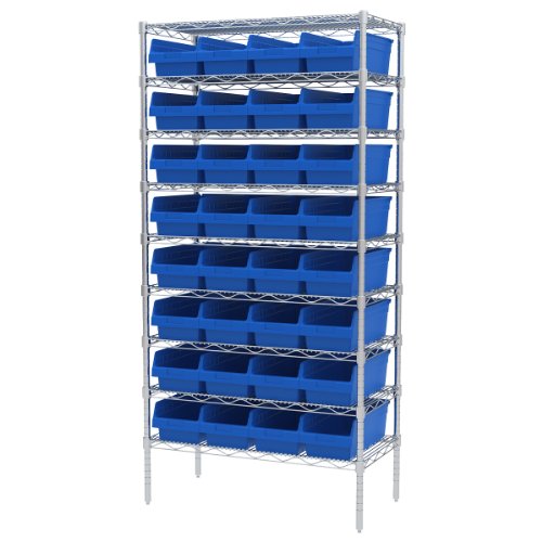 Akro-Mils 30088 קינון פלסטיק Shelfmax Storage Box, Blue, & 30270 Akrobin