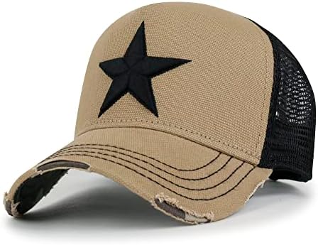 אילילי פרימיום כוכב רקמה כותנה כובע כובע בייסבול במצוקה