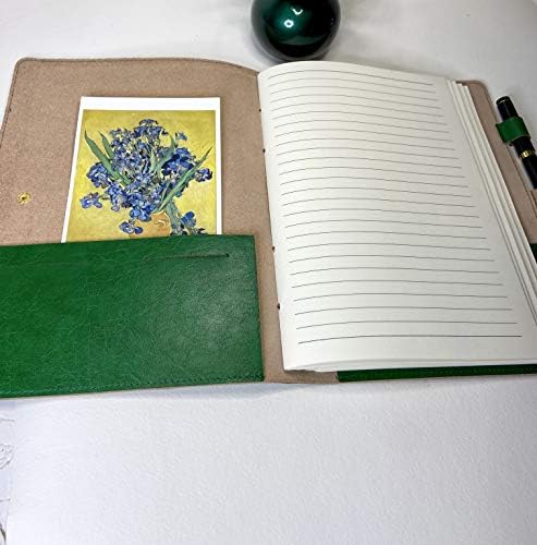 פונדה, ספר אורחים יומן עור ירוק של יומן עור עם עלה תאנה